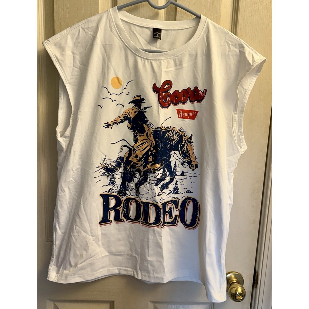 Coors Rodeo 90s Cowboy  Sleeveless T-Shirt, Vintage Western, Retro Coors Shirt